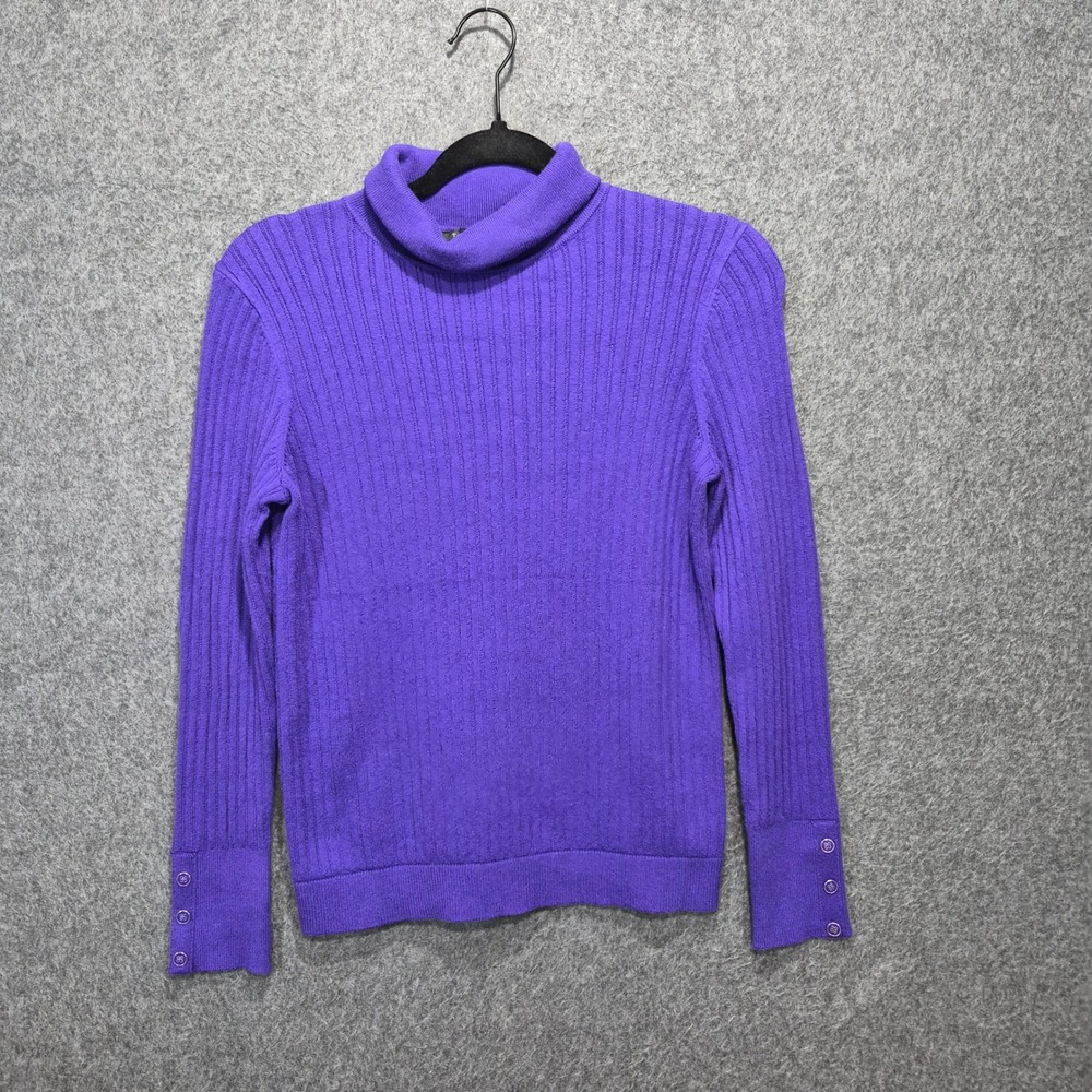 Talbots Petites S Ribbed Turtleneck Sweater Cozy Colorful Chic City Cotton Blend